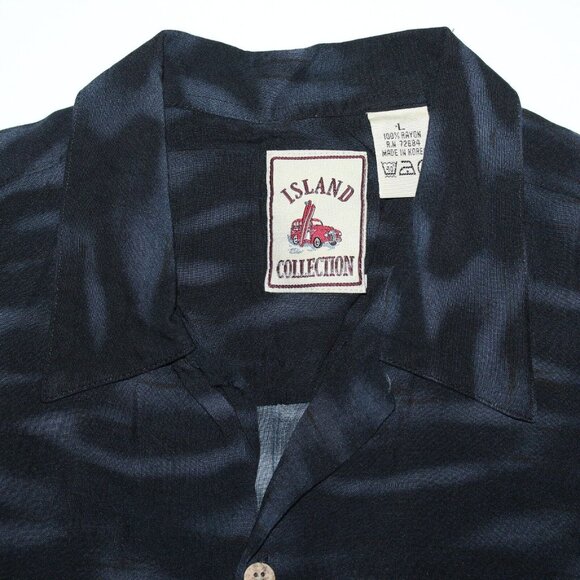 Island Collection Large Aloha Hawaiian Shirt Tiki Motorcycle Surf Boards Beach - Picture 12 of 12